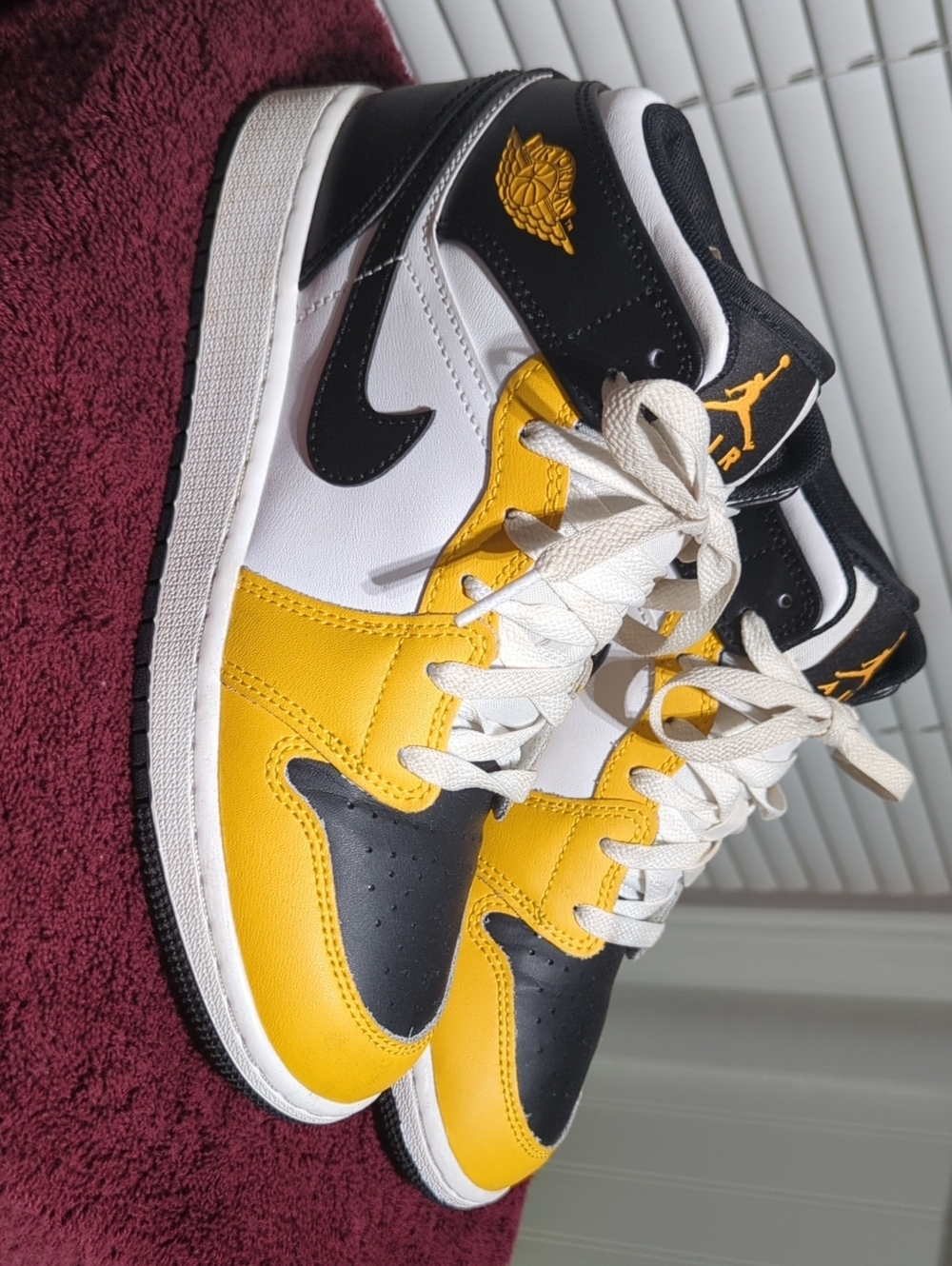 Jordan Low Top Sneakers in Yellow Black White Size 5 Y Worn Twice!!! So Cool!!!